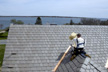 DaVinci EcoBlend Weathered Gray Slate roofing tiles being installed on Green Life Smart Life project in Rhode Island.
